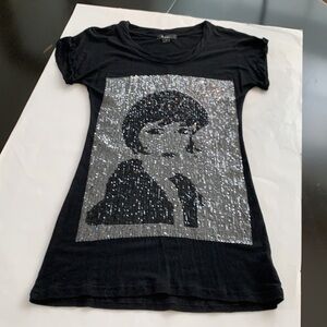 XXI Graphic Black & Silver Sequin Tee